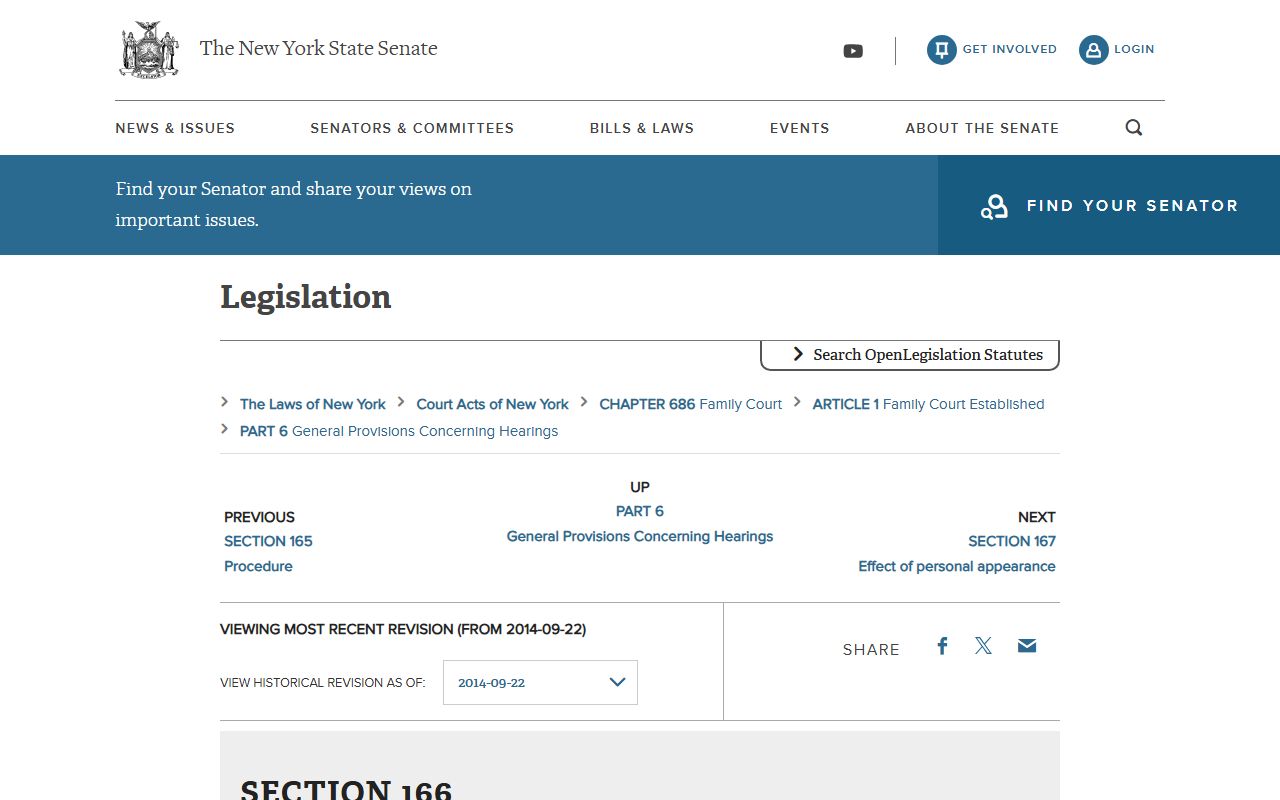 Family Court Act 166 statute page on Kings County Family Court confidential records