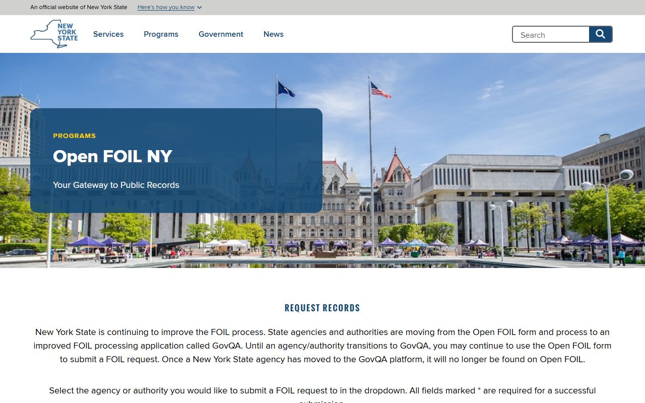 Open FOIL NY gateway used alongside Kings County Clerk court records requests