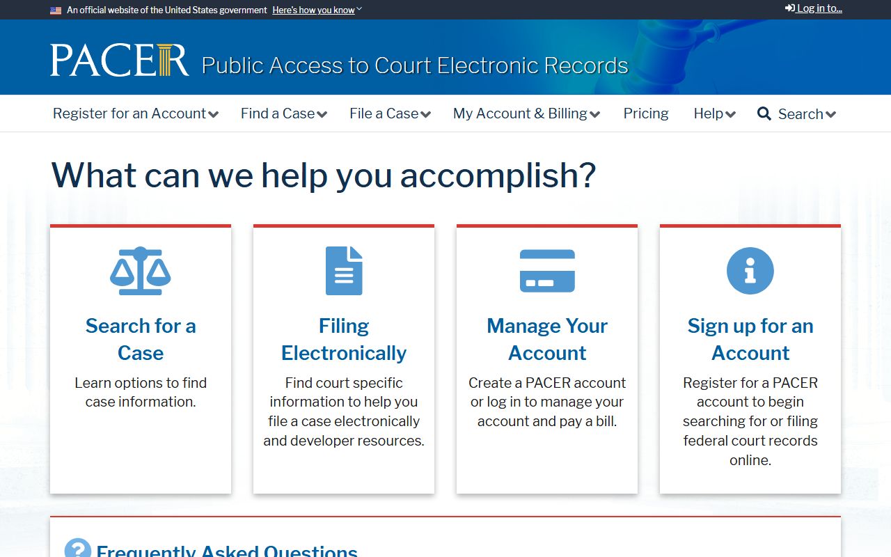 PACER federal records portal for Kings County cases outside the state Supreme Court