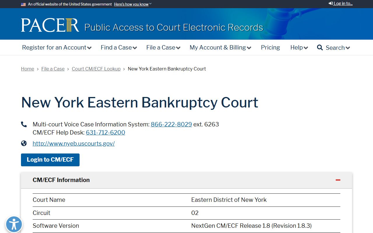 PACER NYEB CM/ECF lookup for Kings County public records in federal court