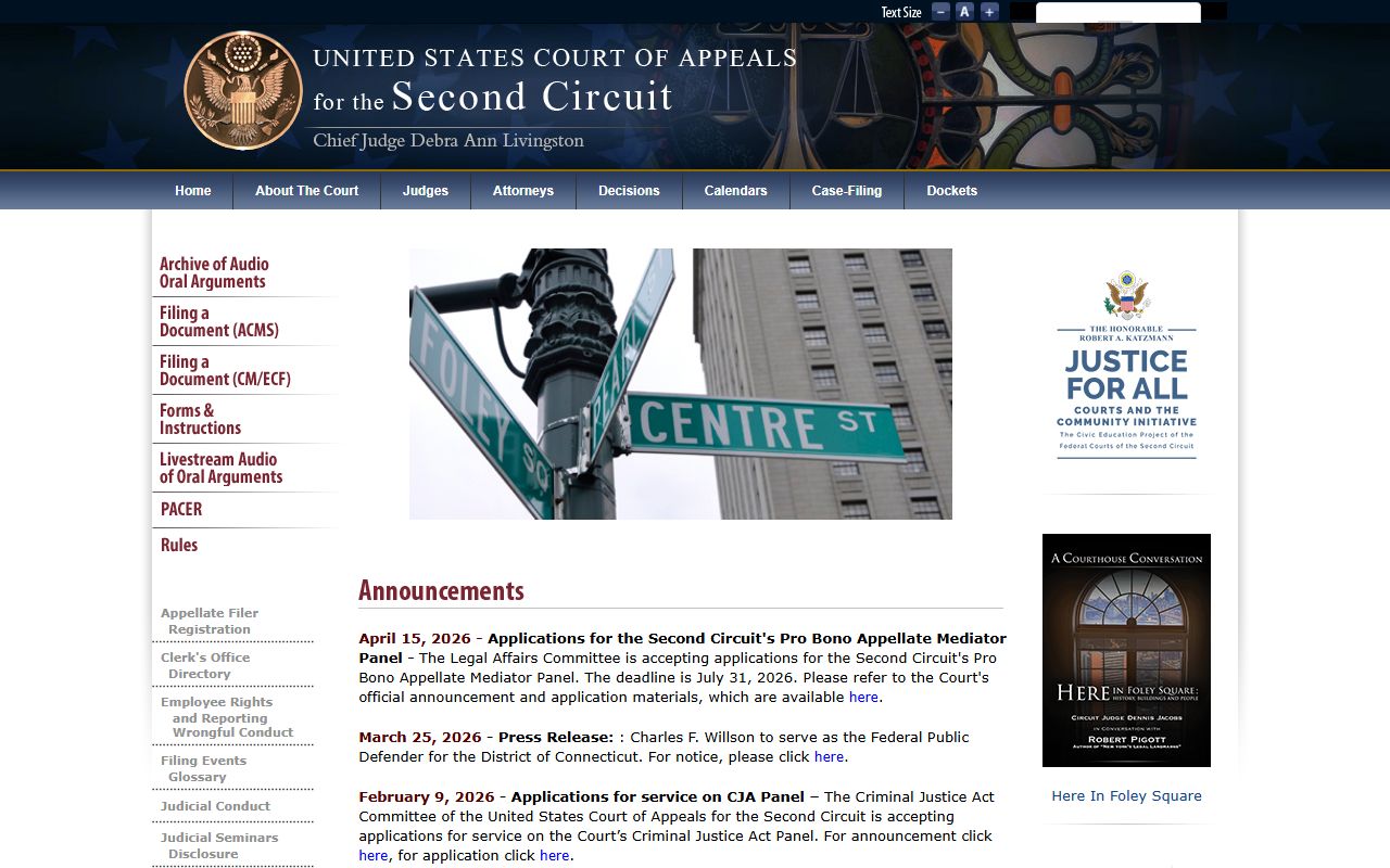 Second Circuit Court of Appeals page covering Kings County federal appeals from the Supreme Court system