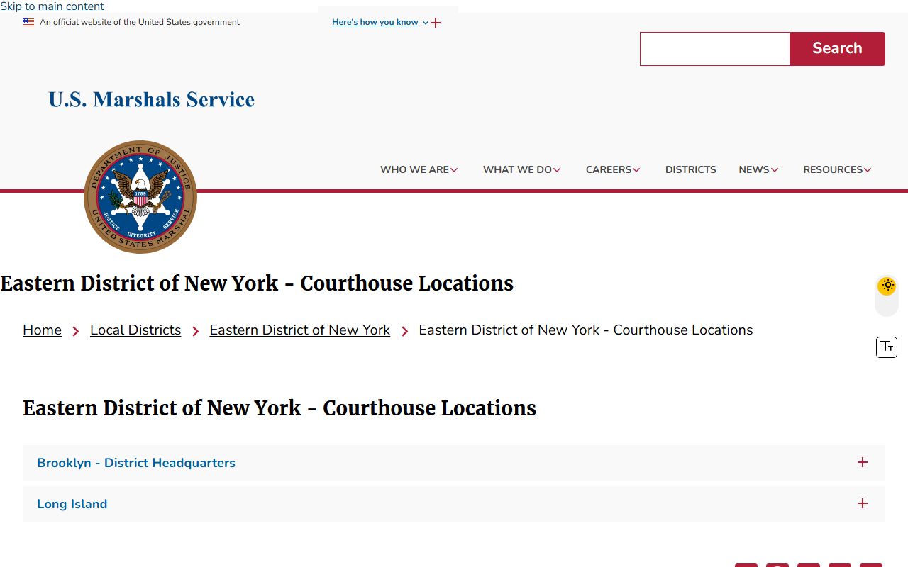Kings County Criminal Court federal law enforcement U.S. Marshals office in Brooklyn